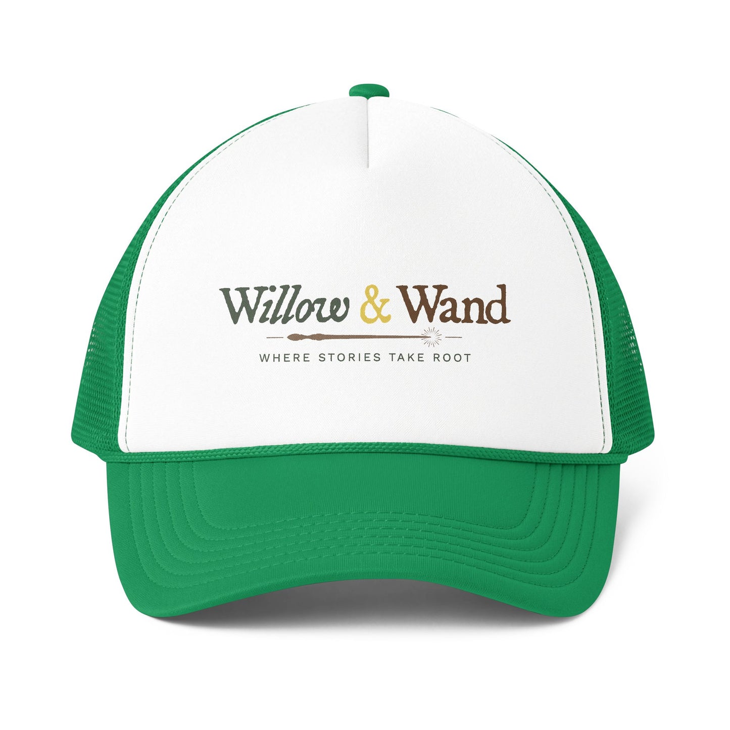 Willow & Wand Trucker Cap — 'Where Stories Take Root' Logo Hat