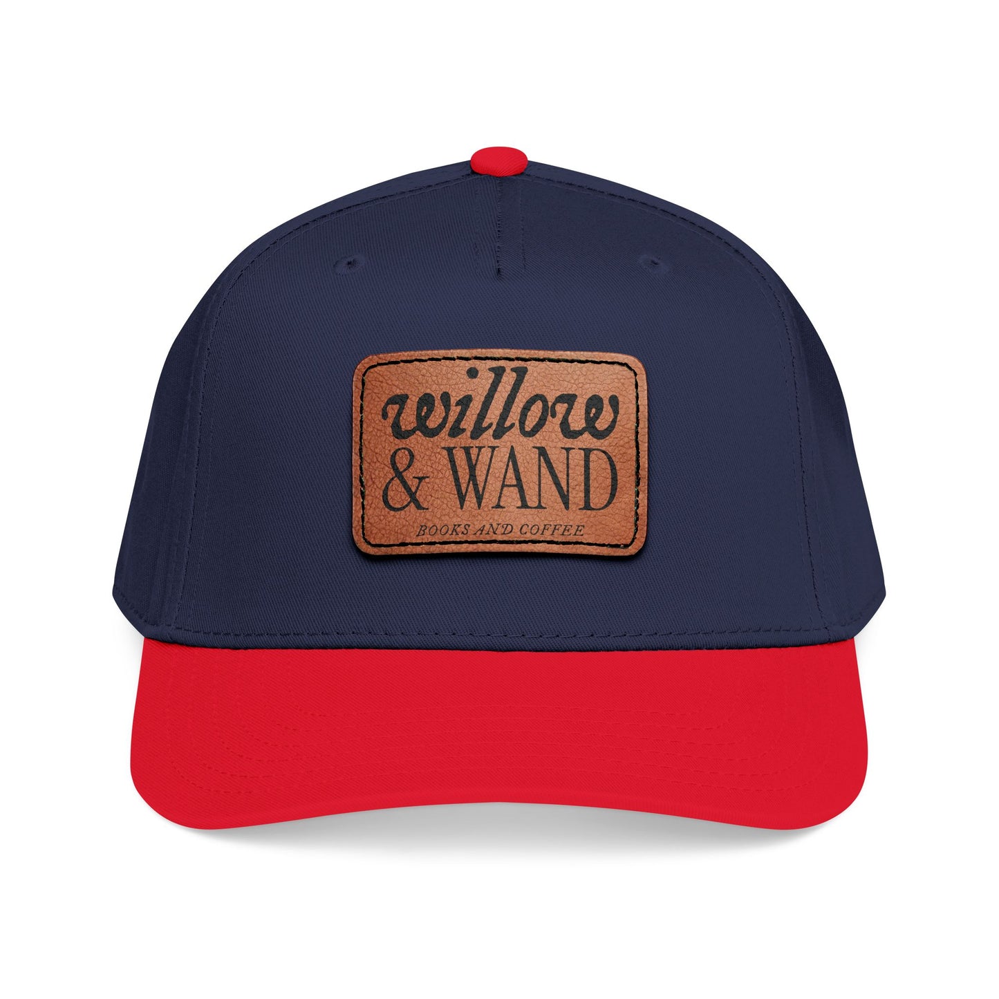 Willow & Wand Leather Patch Baseball Cap — Mid-Profile Two-Tone Hat