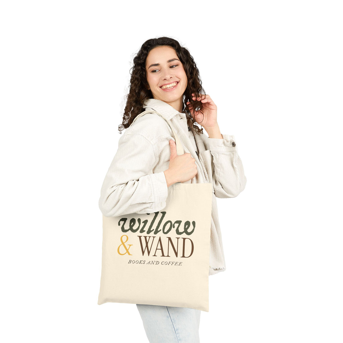 Willow & Wand Cotton Tote Bag – Books & Coffee Canvas Shopper