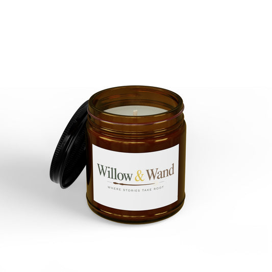 Willow & Wand Scented Soy Candle — Amber Jar with Black Lid (4oz & 9oz)