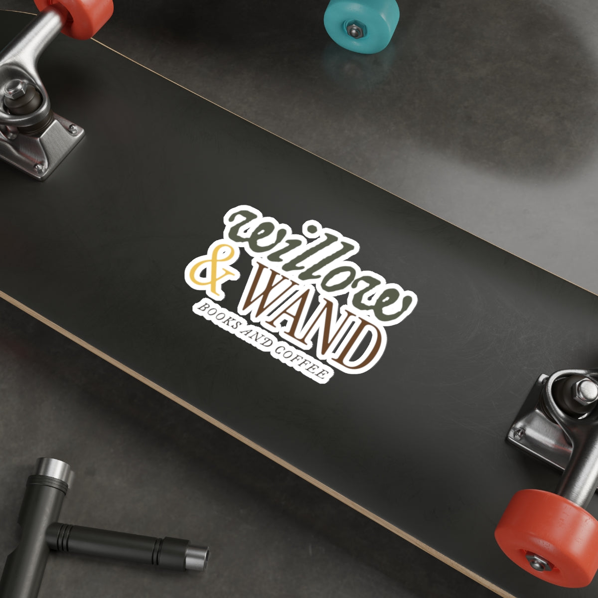 Die-Cut Sticker — "Willow & Wand: Books and Coffee" Logo