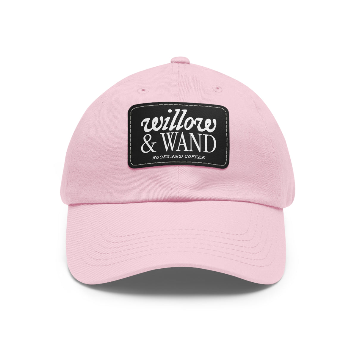 Willow & Wand Leather Patch Dad Hat — Coffee Shop Retro Logo Cap