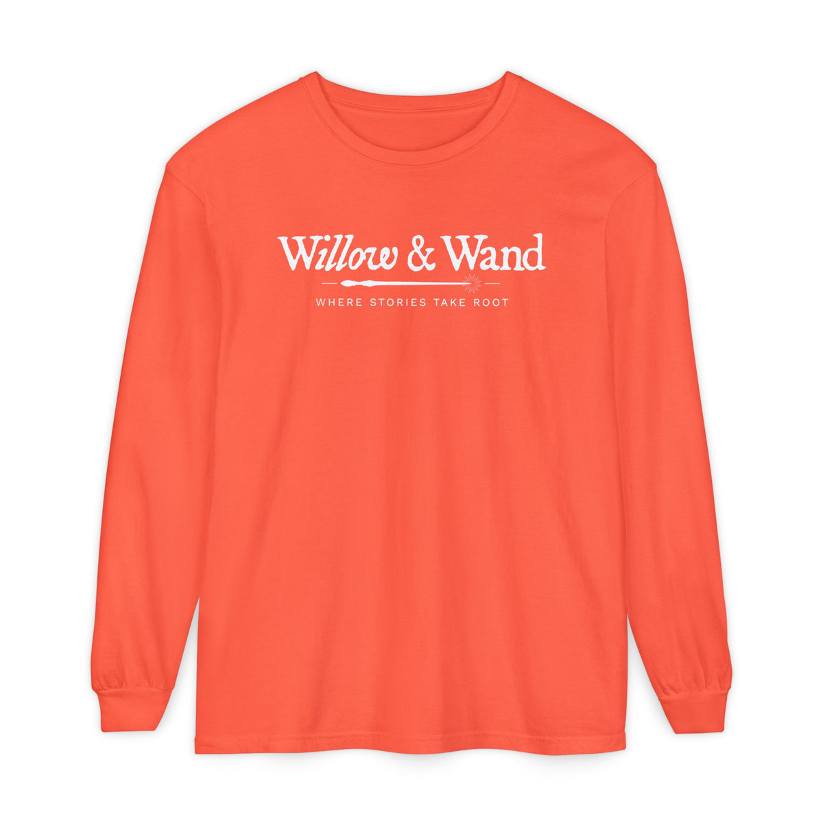 Willow & Wand Long Sleeve T-Shirt — "Where Stories Take Root" Literary Tee