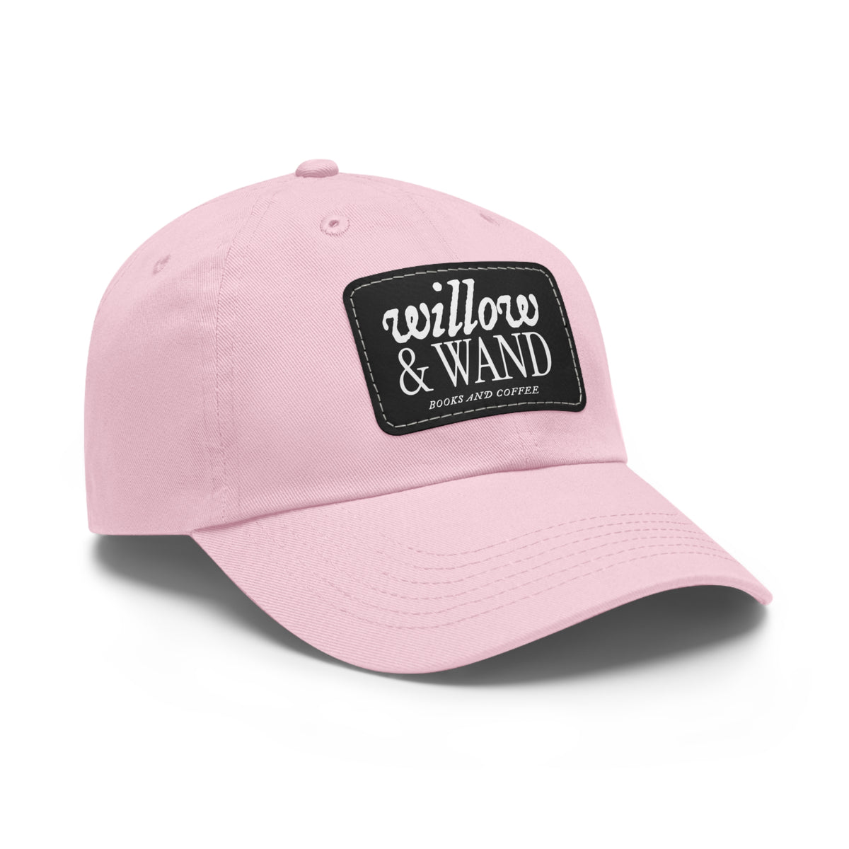 Willow & Wand Leather Patch Dad Hat — Coffee Shop Retro Logo Cap