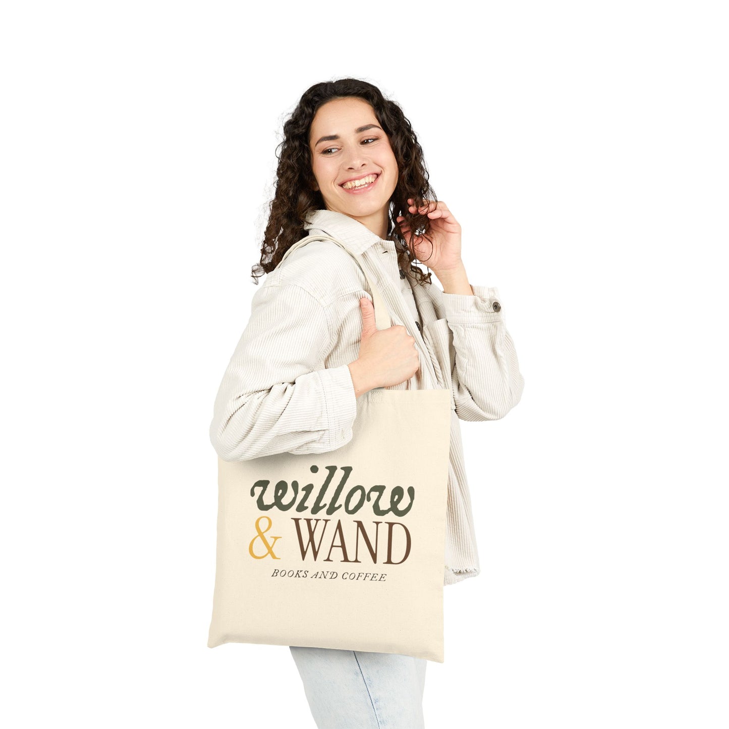 "Willow & Wand: Books and Coffee" Canvas Market Tote