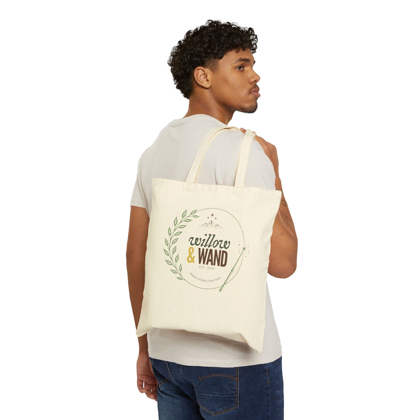 Willow & Wand Canvas Tote Bag — Boho Magical Market Grocery Bag