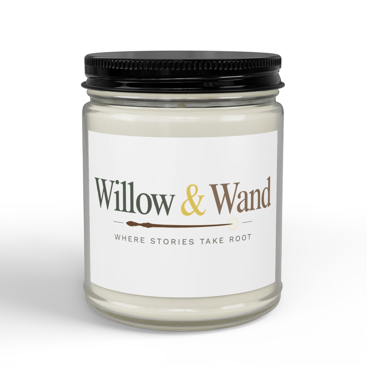 Willow & Wand Scented Soy Candle — Amber Jar with Black Lid (4oz & 9oz)