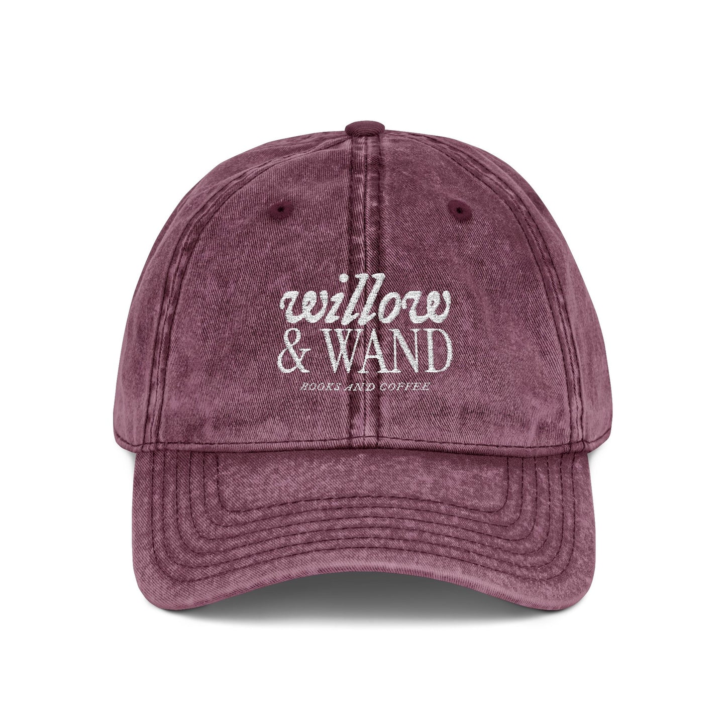 Embroidered Vintage Baseball Cap — "willow & WAND" Red Washed Hat