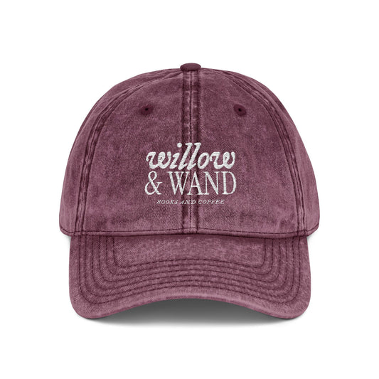 Embroidered Vintage Baseball Cap — "willow & WAND" Red Washed Hat