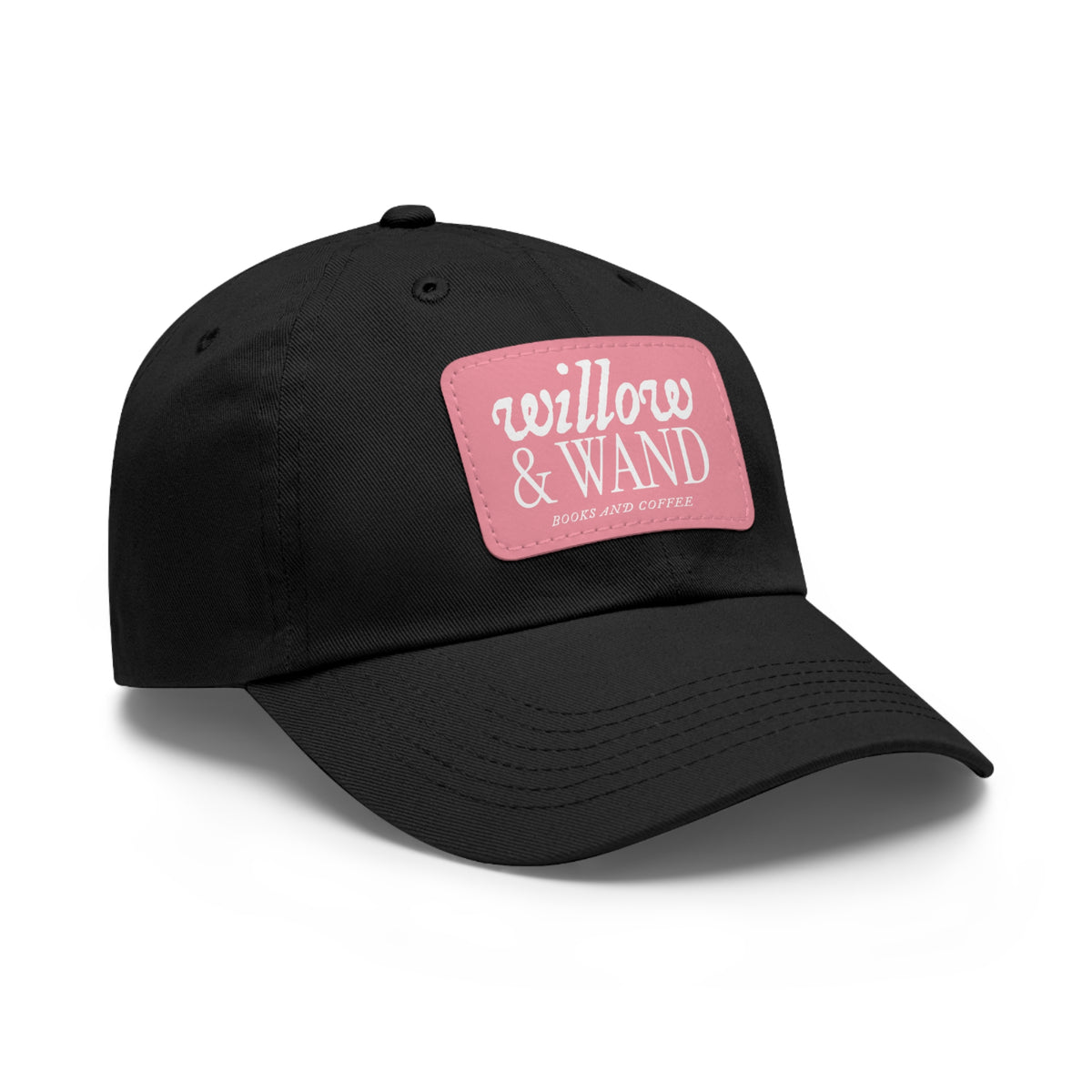 Willow & Wand Leather Patch Dad Hat — Coffee Shop Retro Logo Cap