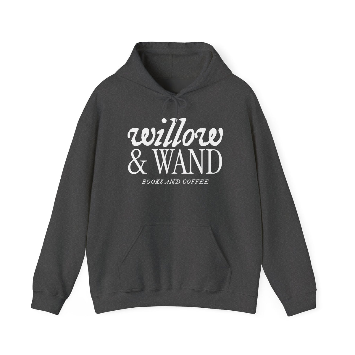 Willow & Wand Hoodie — "Books and Coffee" Literary Black Hoodie