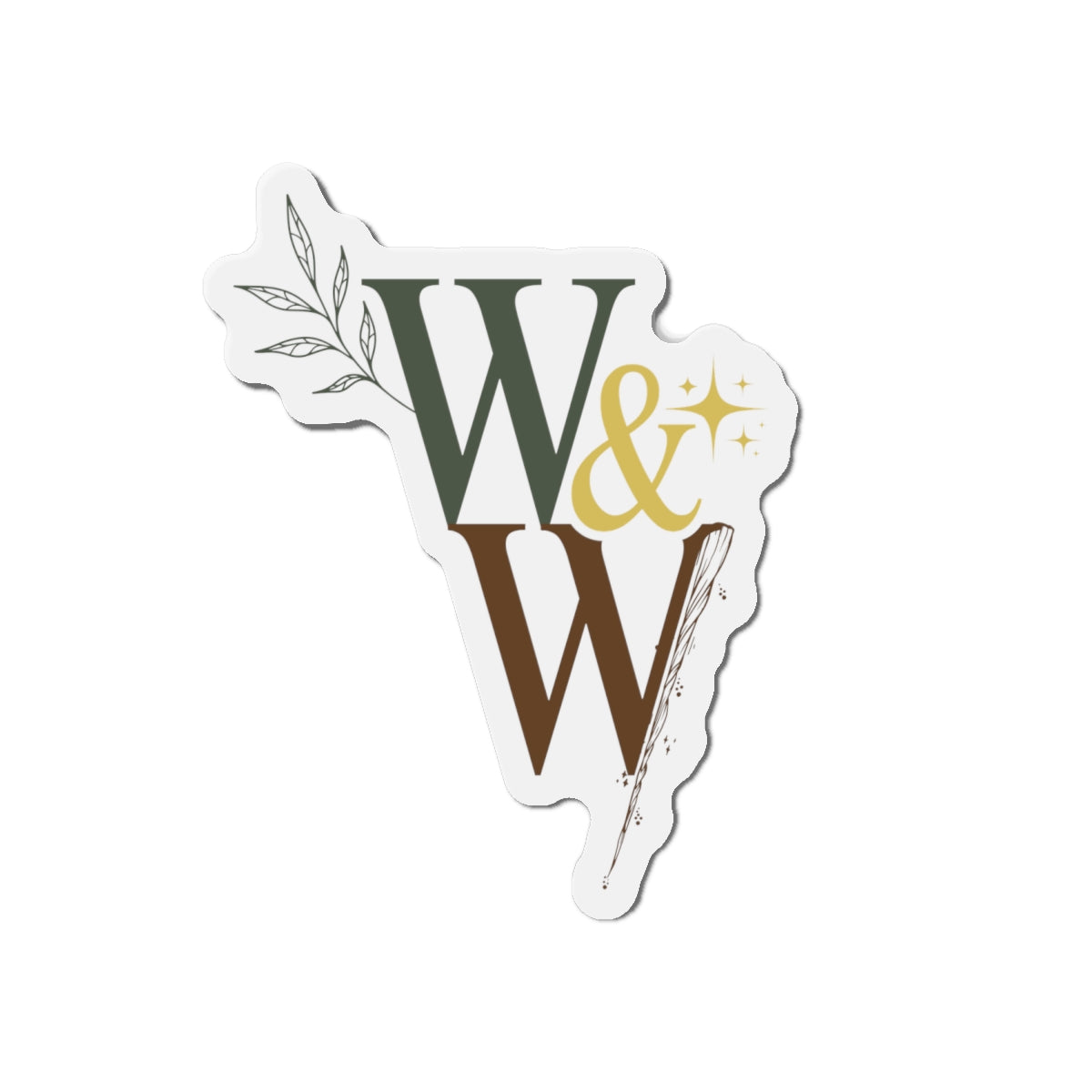 W & W Die-Cut Magnet — Botanical Initials Decorative Fridge Magnet