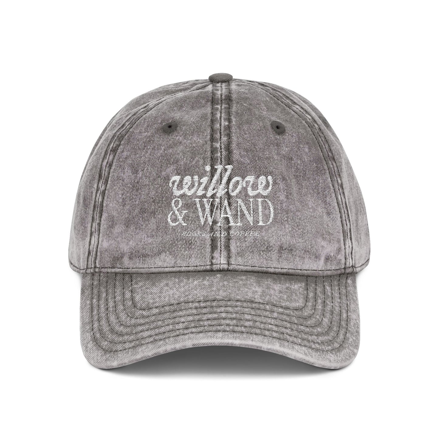 Embroidered Vintage Baseball Cap — "willow & WAND" Red Washed Hat