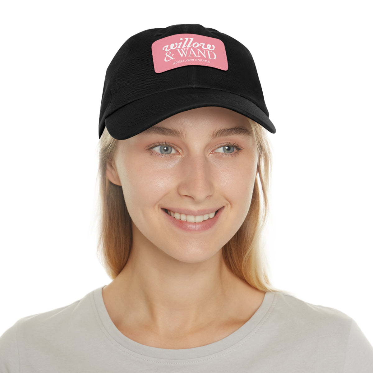 Willow & Wand Leather Patch Dad Hat — Coffee Shop Retro Logo Cap