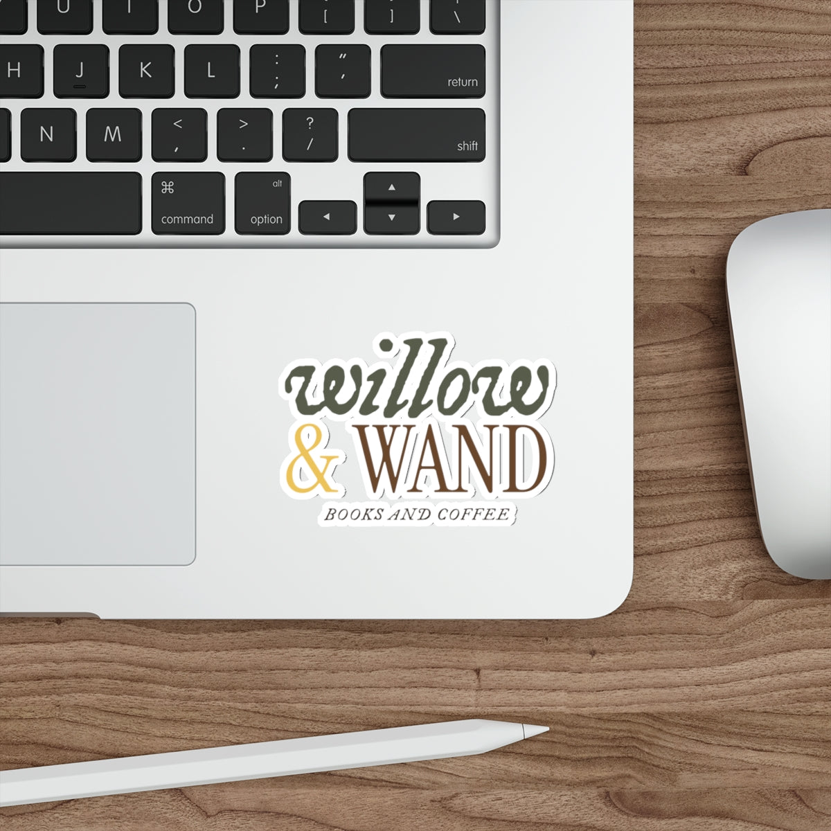 Die-Cut Sticker — "Willow & Wand: Books and Coffee" Logo