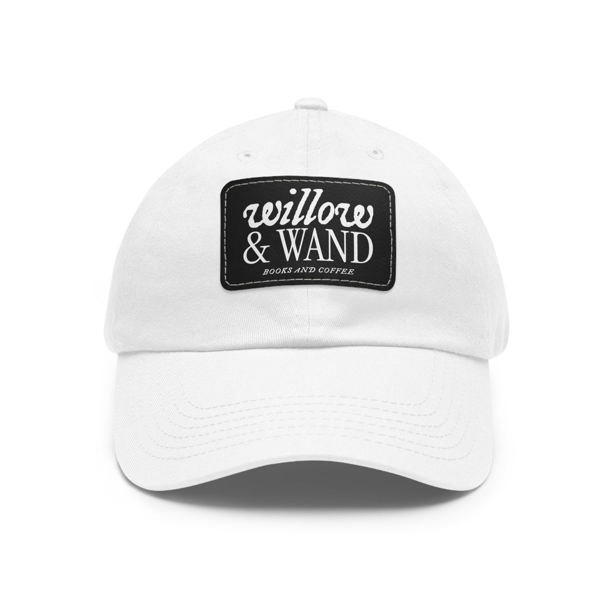 Willow & Wand Leather Patch Dad Hat — Coffee Shop Retro Logo Cap