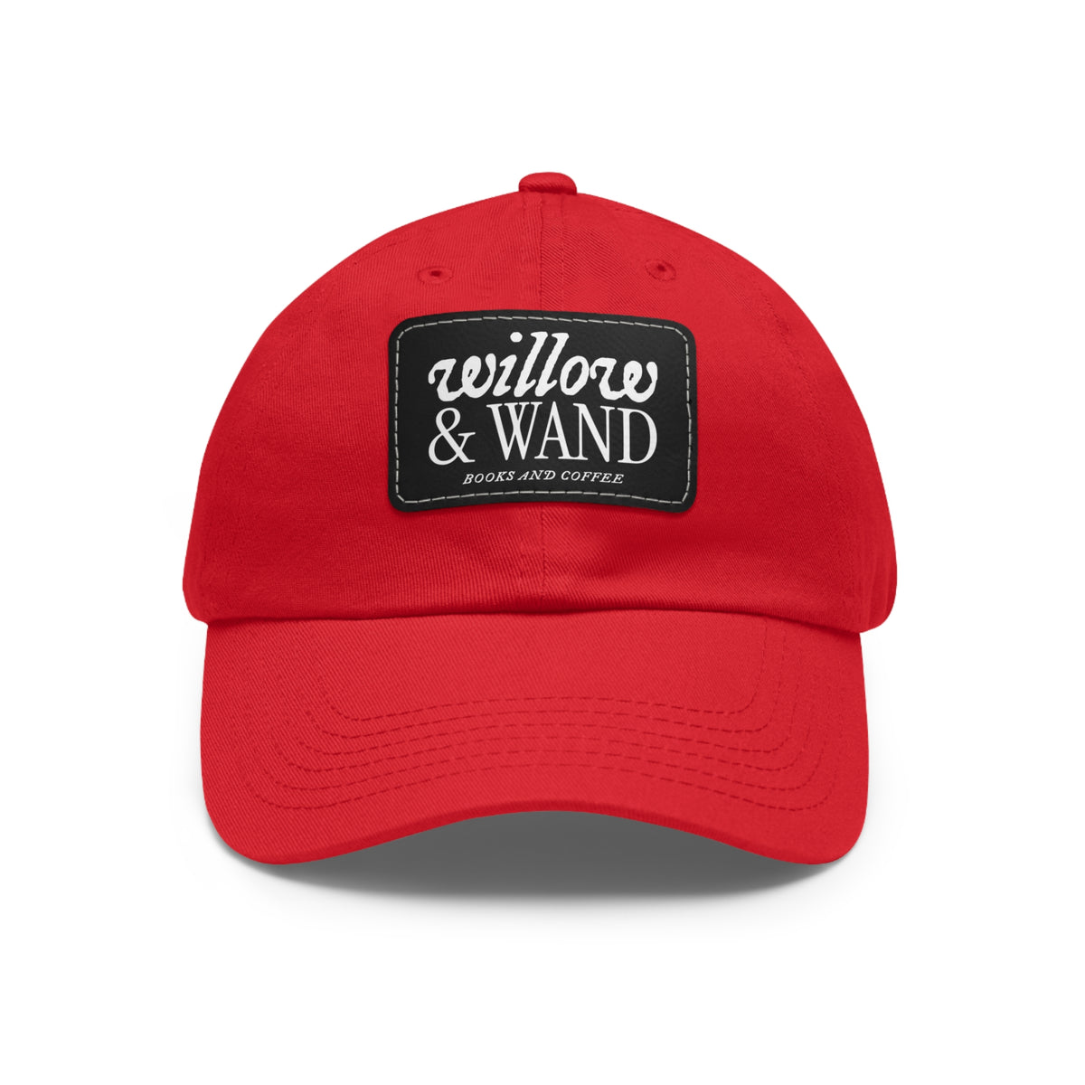 Willow & Wand Leather Patch Dad Hat — Coffee Shop Retro Logo Cap