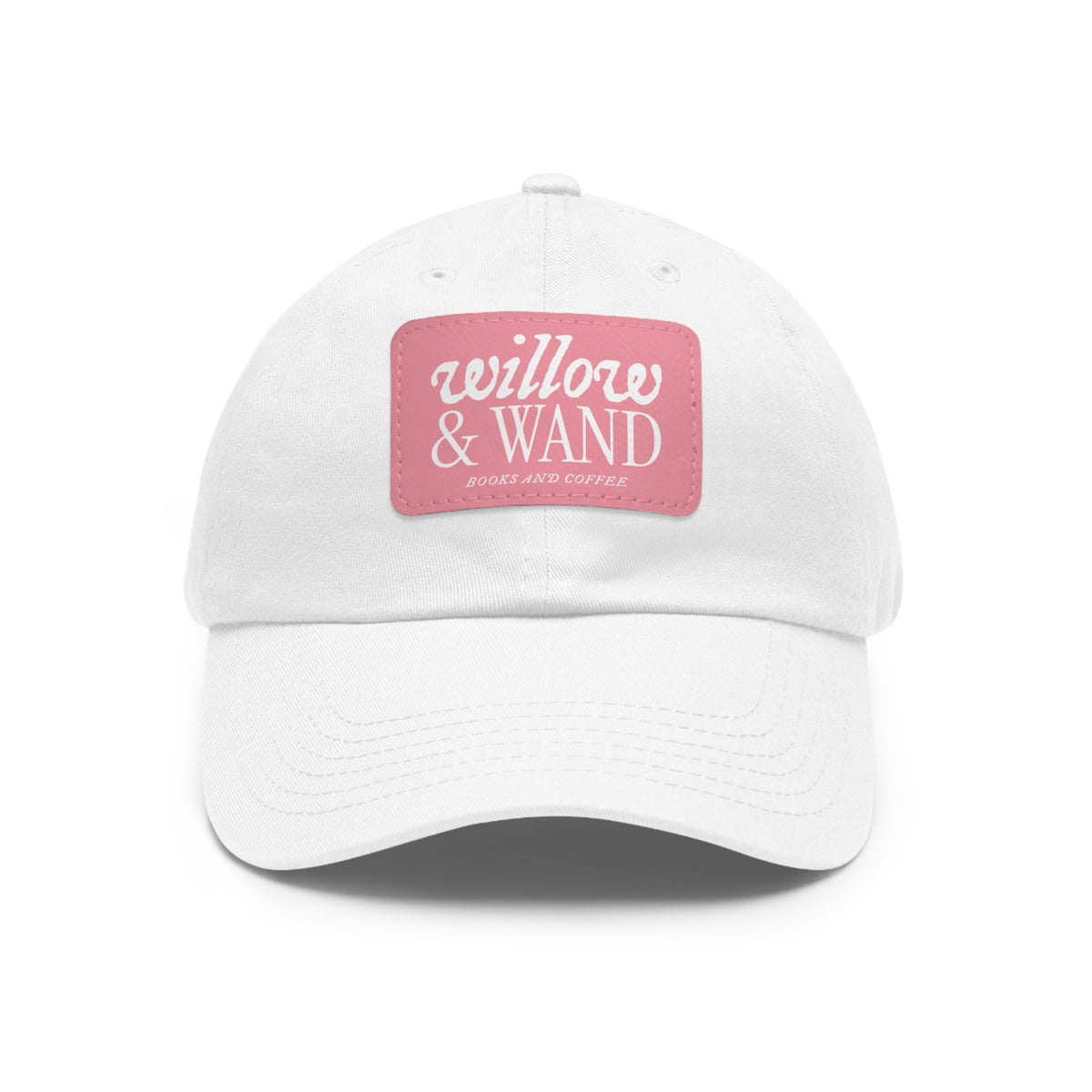 Willow & Wand Leather Patch Dad Hat — Coffee Shop Retro Logo Cap