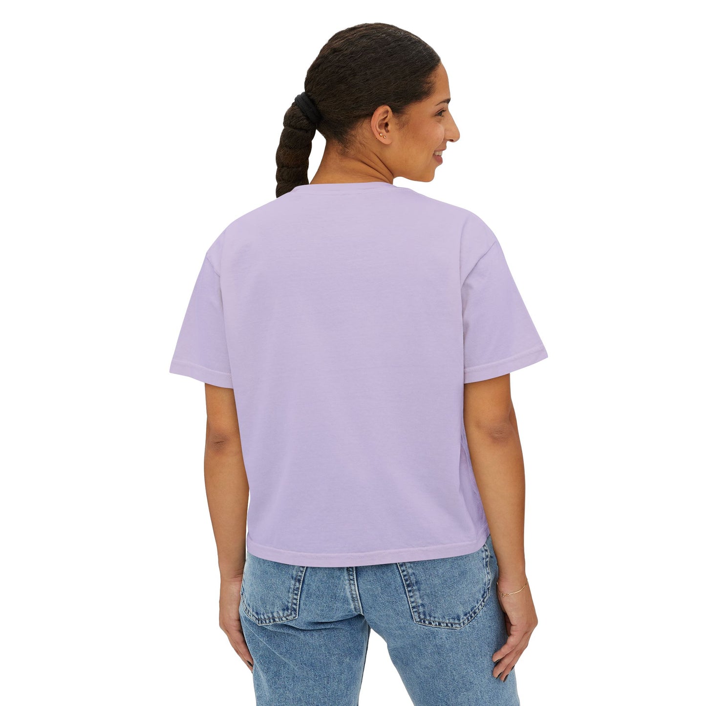 Boxy Women's Tee — Minimal White 'Willow & Wand' Logo