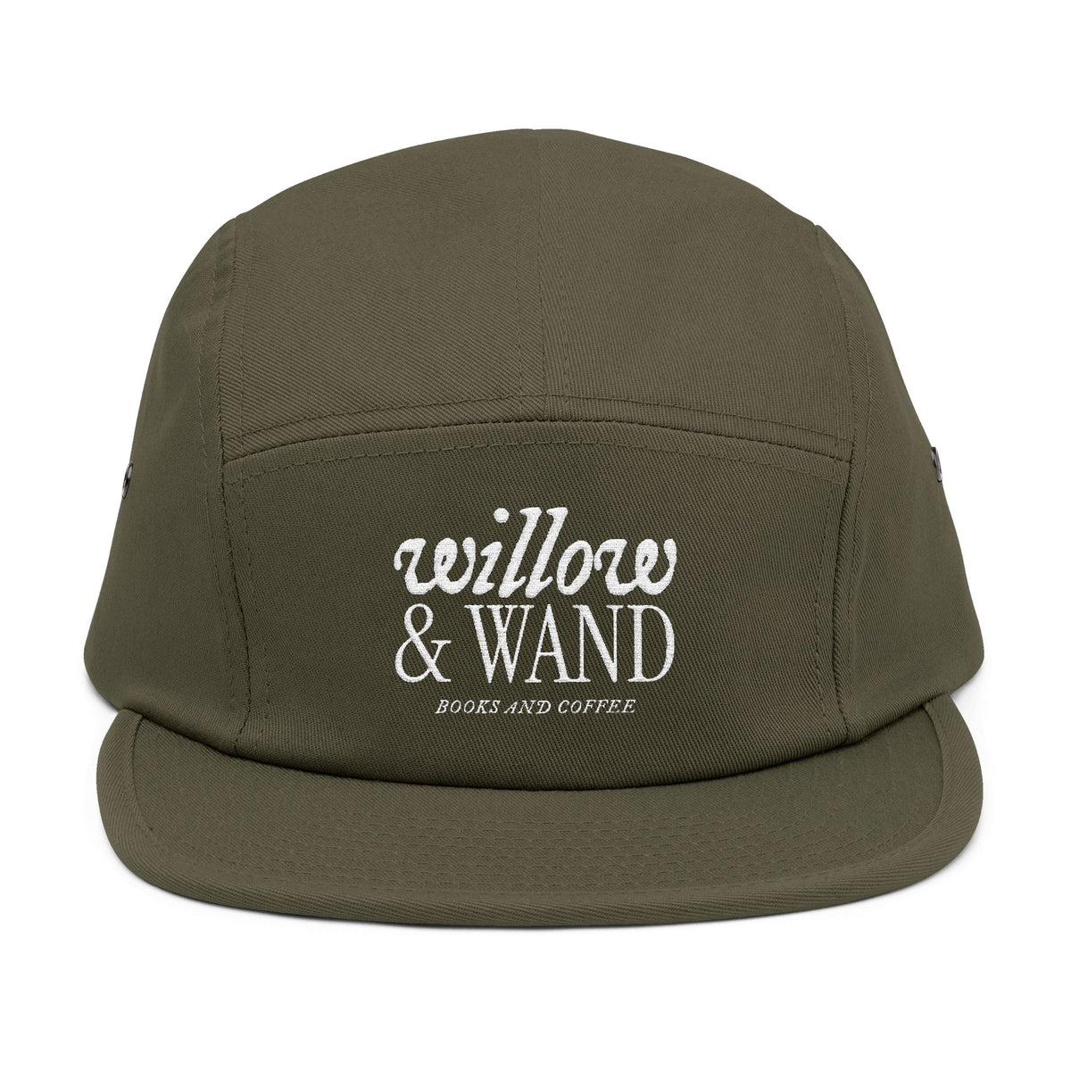 Willow & Wand Embroidered 5-Panel Cap – Casual Tan Hat with Script Logo
