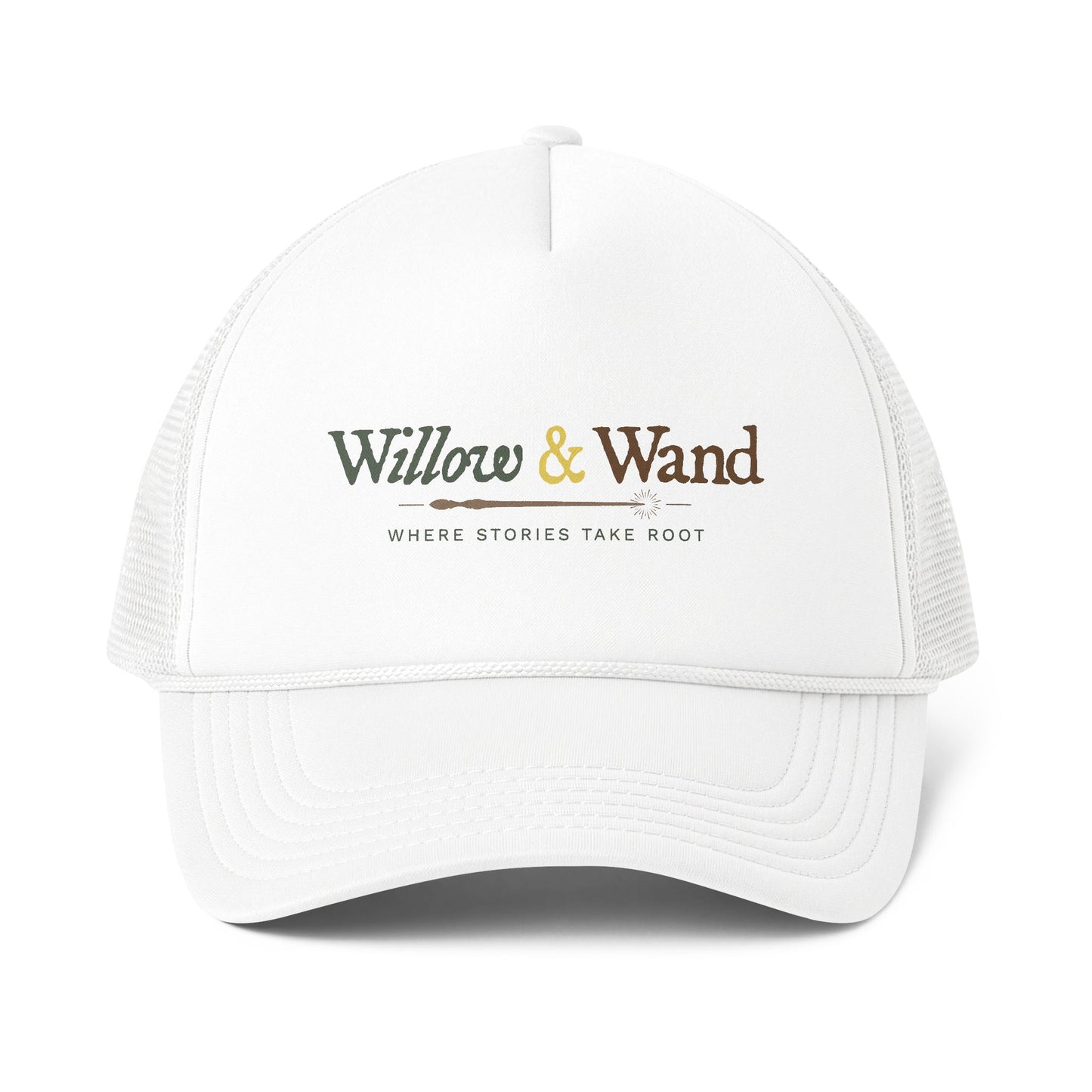 Willow & Wand Trucker Cap — 'Where Stories Take Root' Logo Hat