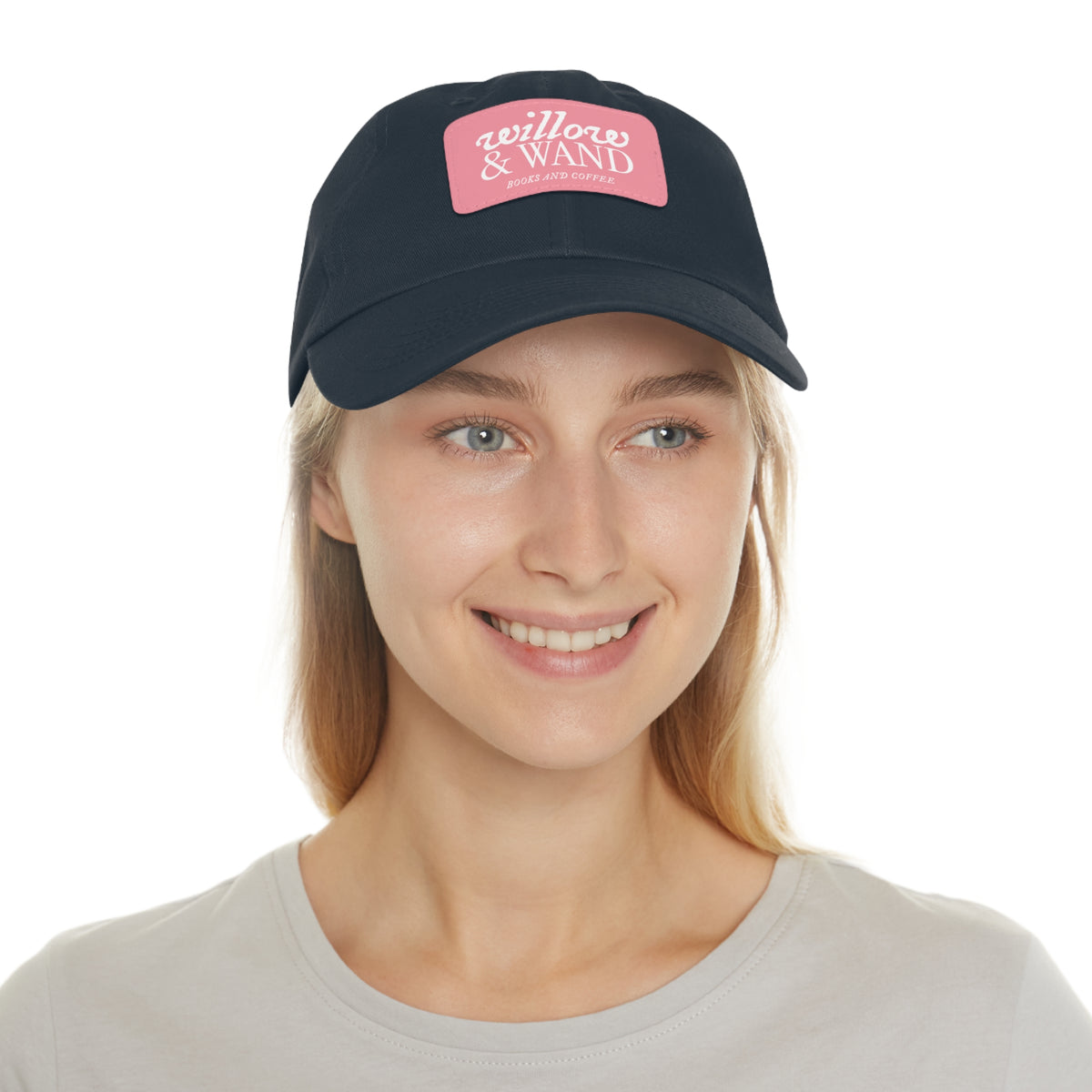 Willow & Wand Leather Patch Dad Hat — Coffee Shop Retro Logo Cap