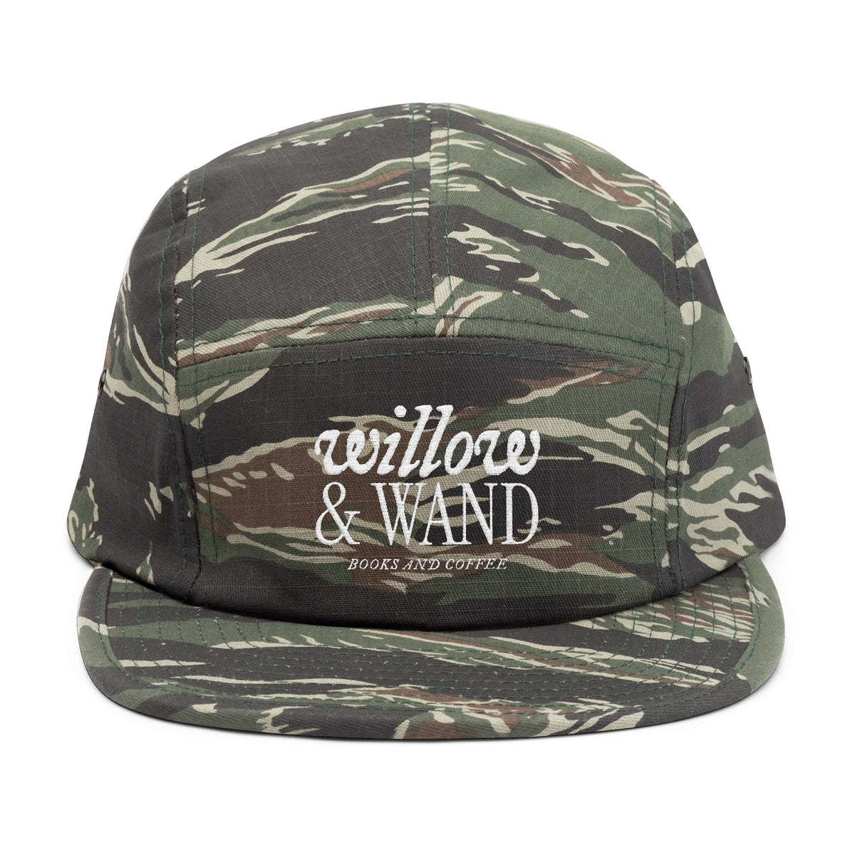 Willow & Wand Embroidered 5-Panel Cap – Casual Tan Hat with Script Logo
