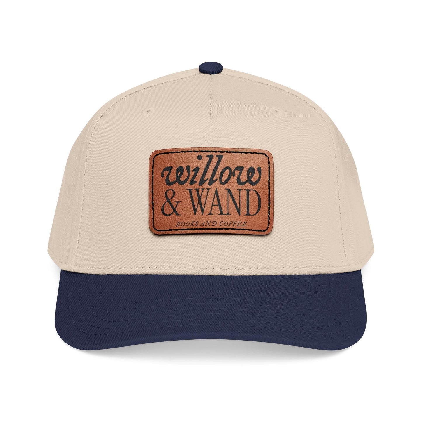 Willow & Wand Leather Patch Baseball Cap — Mid-Profile Two-Tone Hat