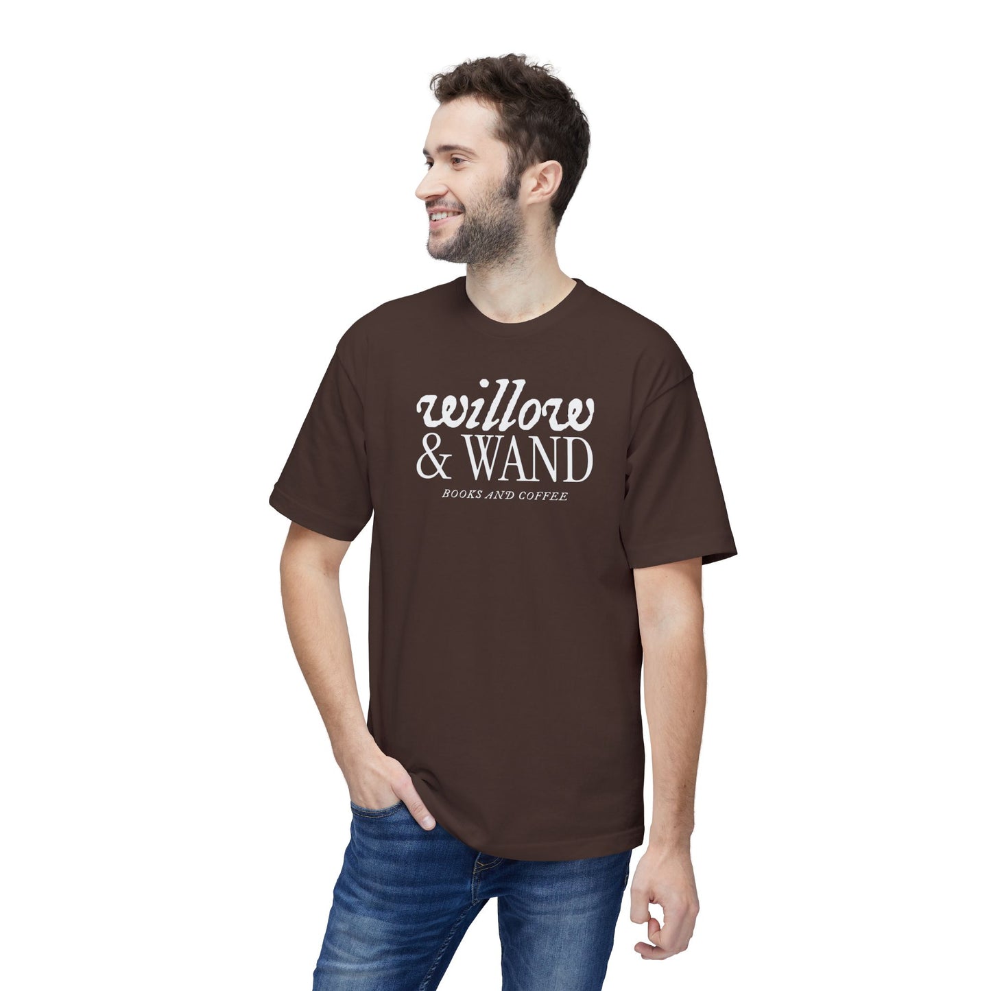 Midweight T‑Shirt — "Willow & Wand: Books and Coffee" Graphic Tee