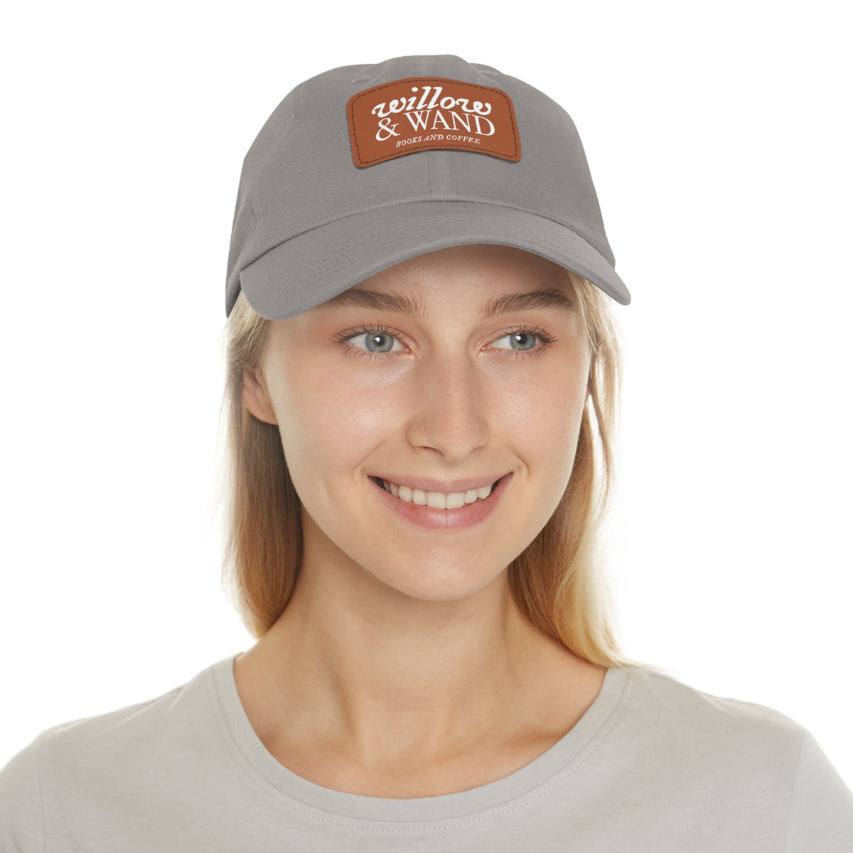 Willow & Wand Leather Patch Dad Hat — Coffee Shop Retro Logo Cap