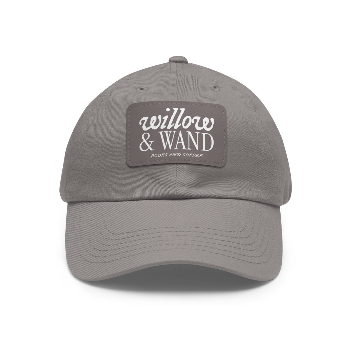 Willow & Wand Leather Patch Dad Hat — Coffee Shop Retro Logo Cap