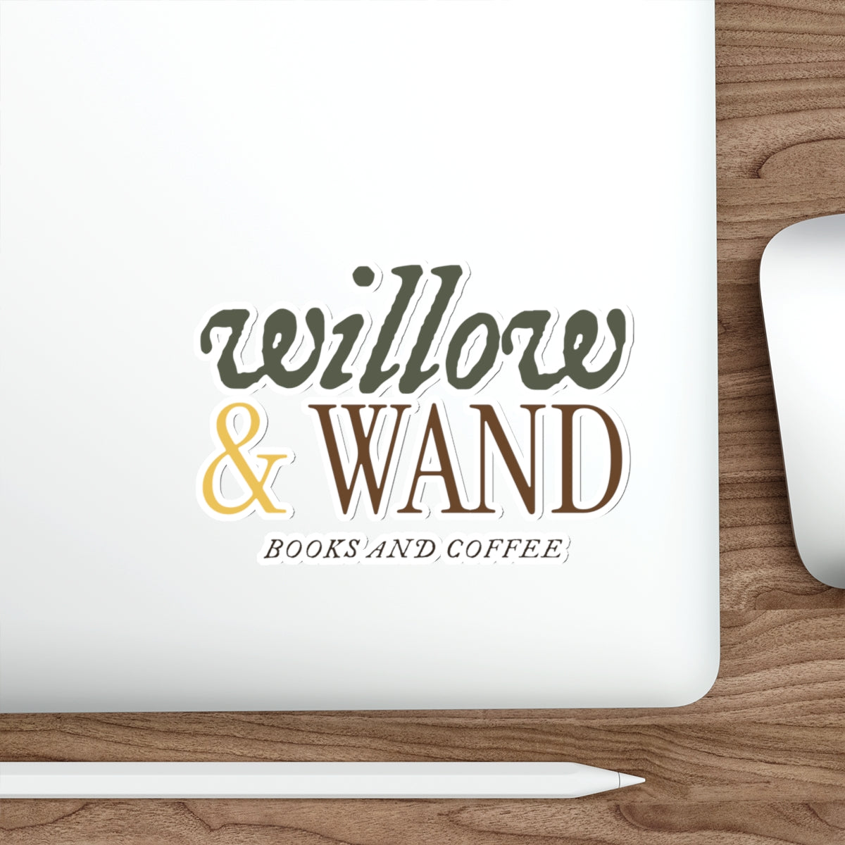 Die-Cut Sticker — "Willow & Wand: Books and Coffee" Logo