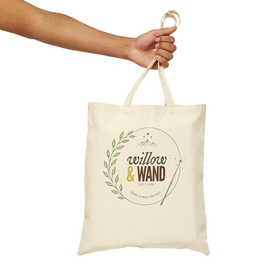Willow & Wand Canvas Tote Bag — Boho Magical Market Grocery Bag
