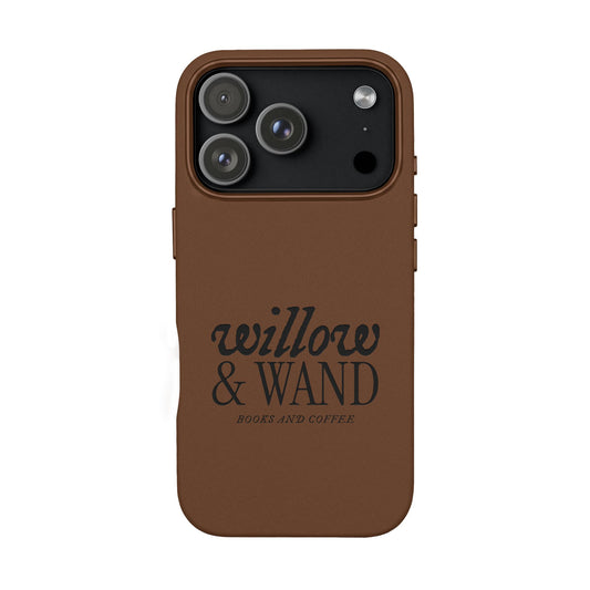 PU Leather Phone Case — Embossed "willow & WAND" Engraving, Slim Protective Cover