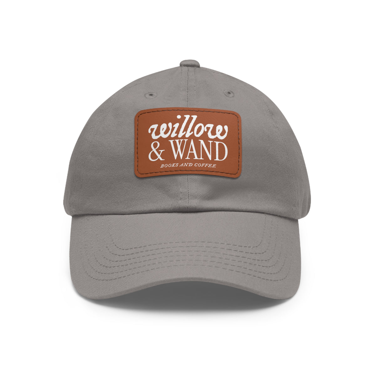 Willow & Wand Leather Patch Dad Hat — Coffee Shop Retro Logo Cap