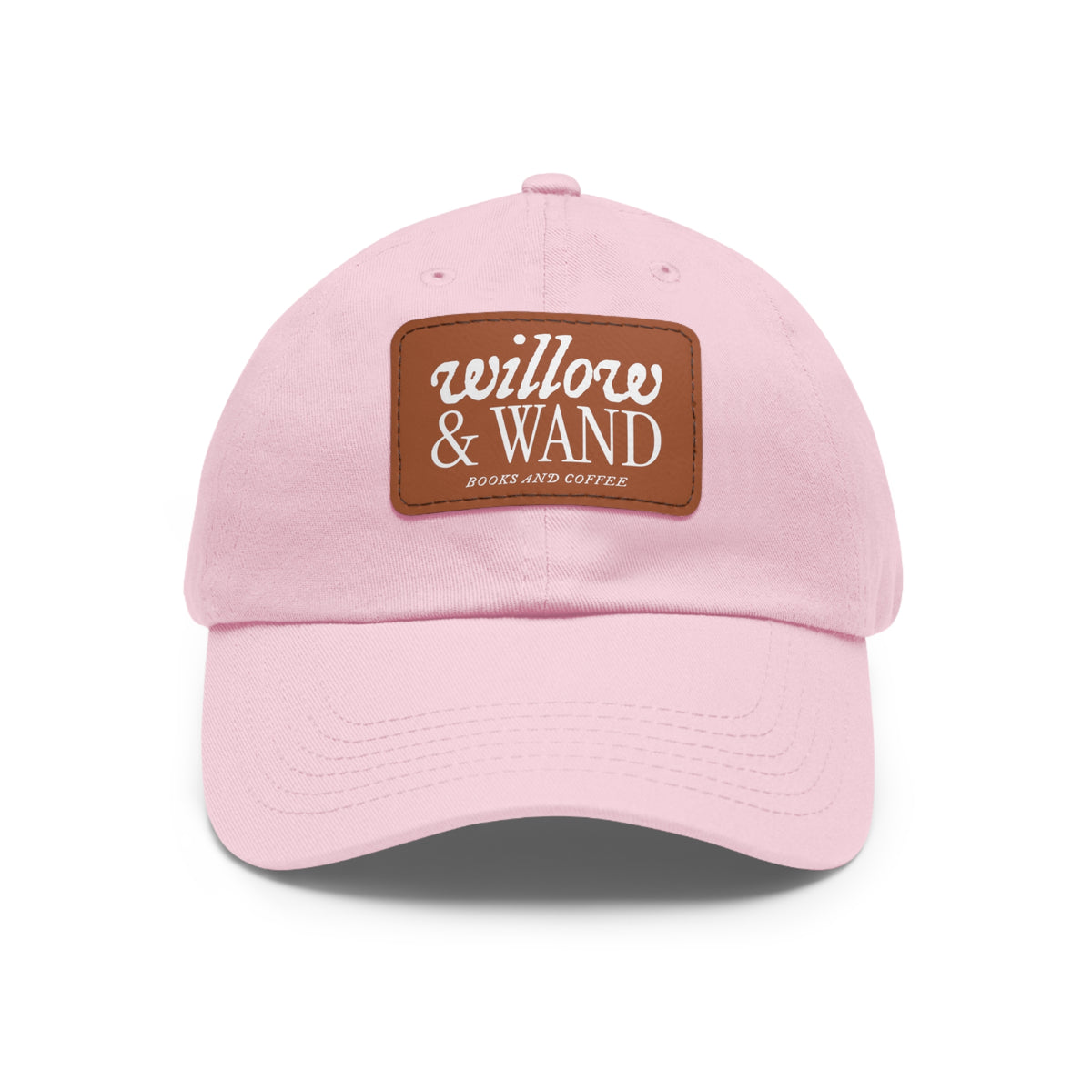 Willow & Wand Leather Patch Dad Hat — Coffee Shop Retro Logo Cap