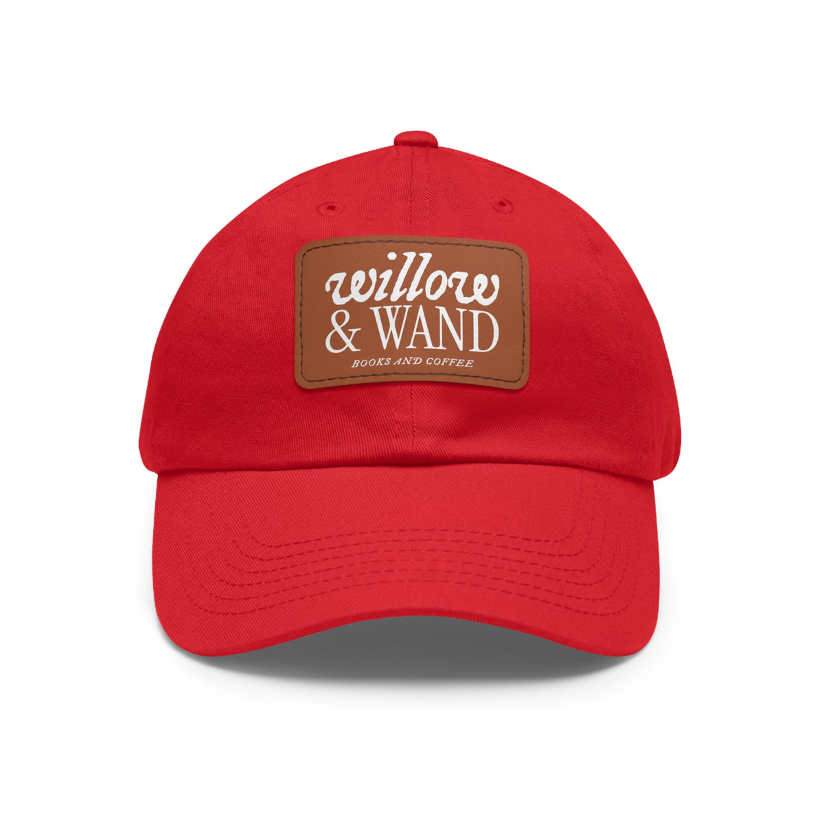 Willow & Wand Leather Patch Dad Hat — Coffee Shop Retro Logo Cap