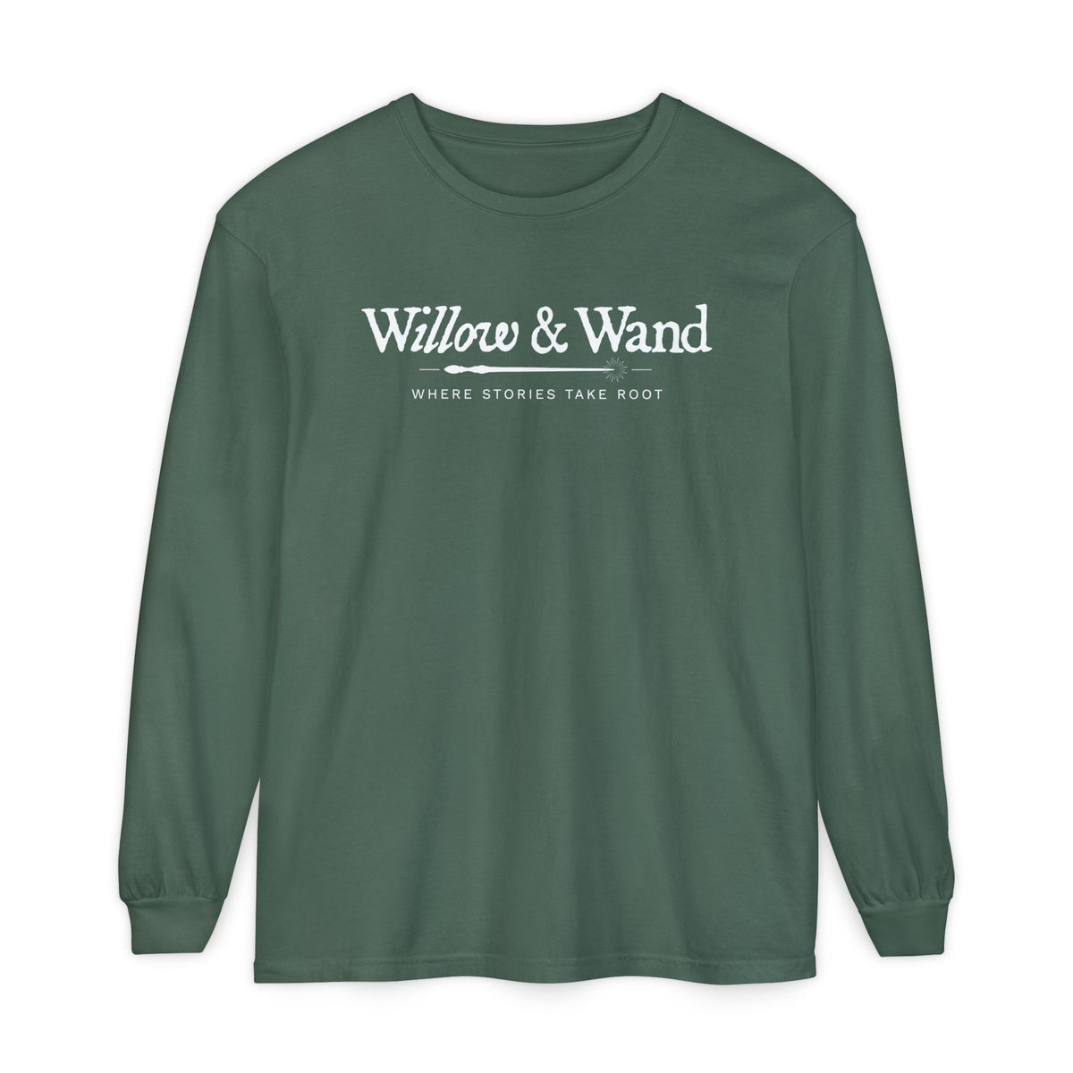 Willow & Wand Long Sleeve T-Shirt — "Where Stories Take Root" Literary Tee
