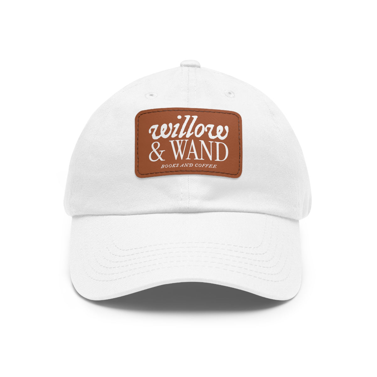 Willow & Wand Leather Patch Dad Hat — Coffee Shop Retro Logo Cap