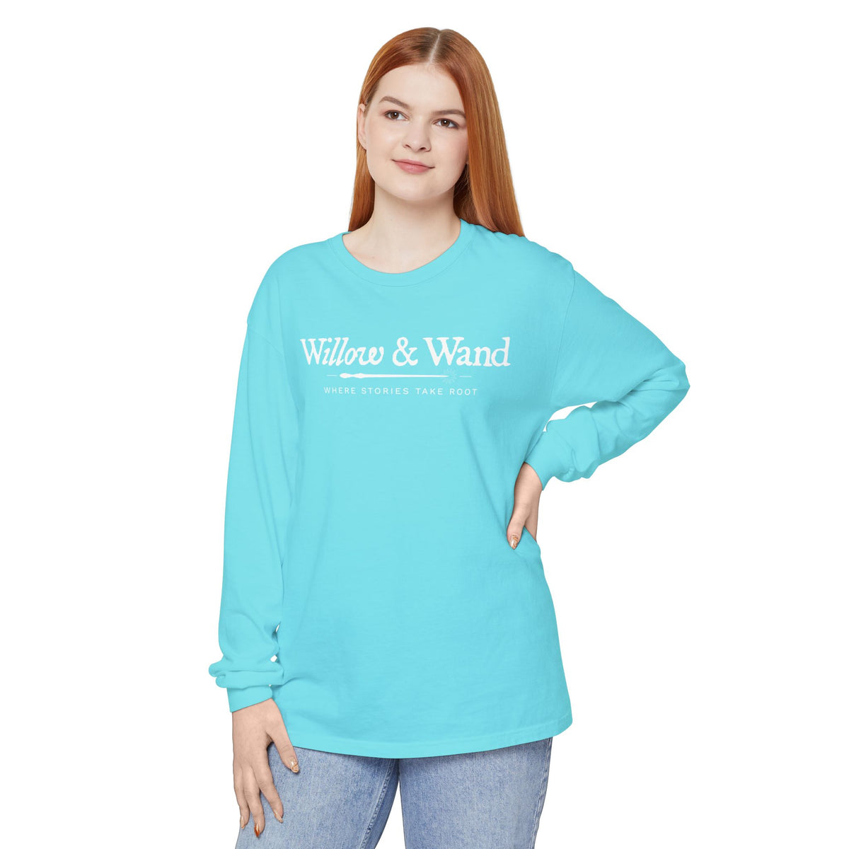 Willow & Wand Long Sleeve T-Shirt — "Where Stories Take Root" Literary Tee
