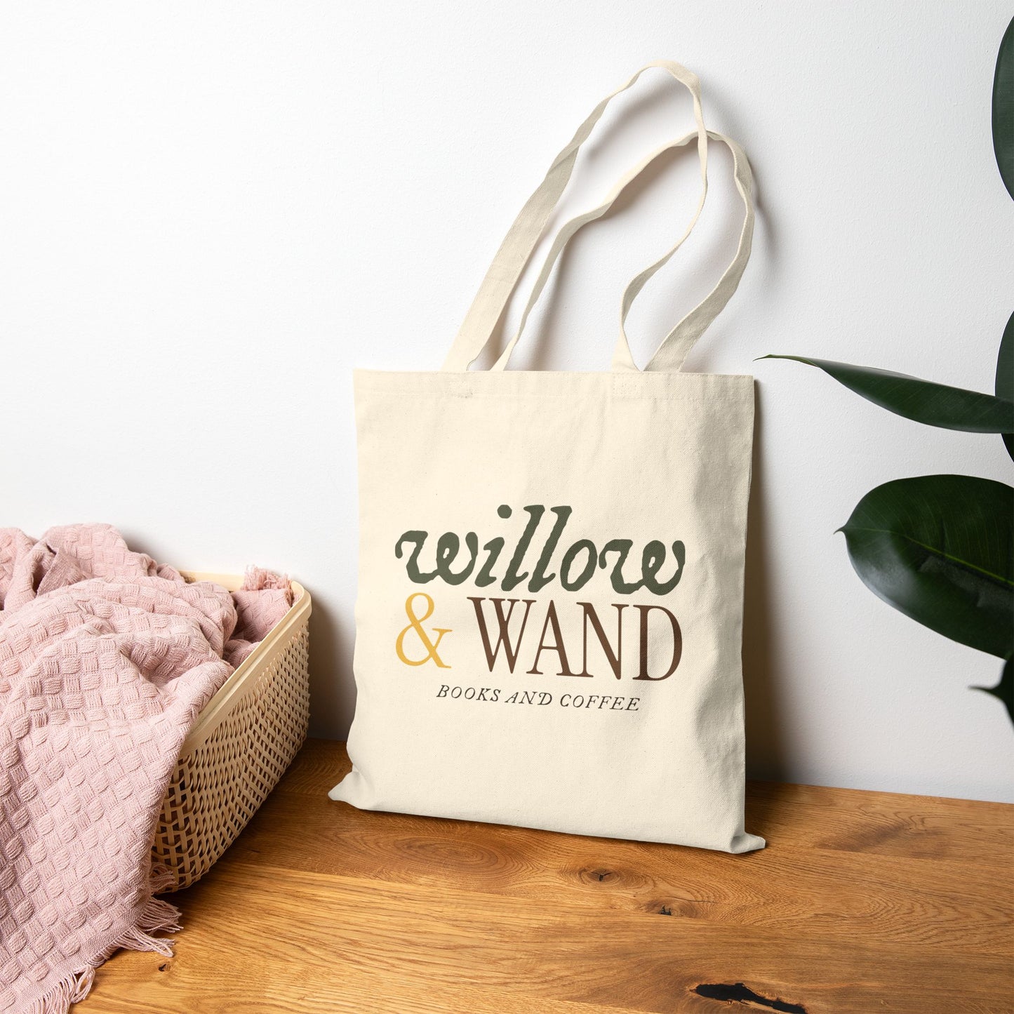 "Willow & Wand: Books and Coffee" Canvas Market Tote