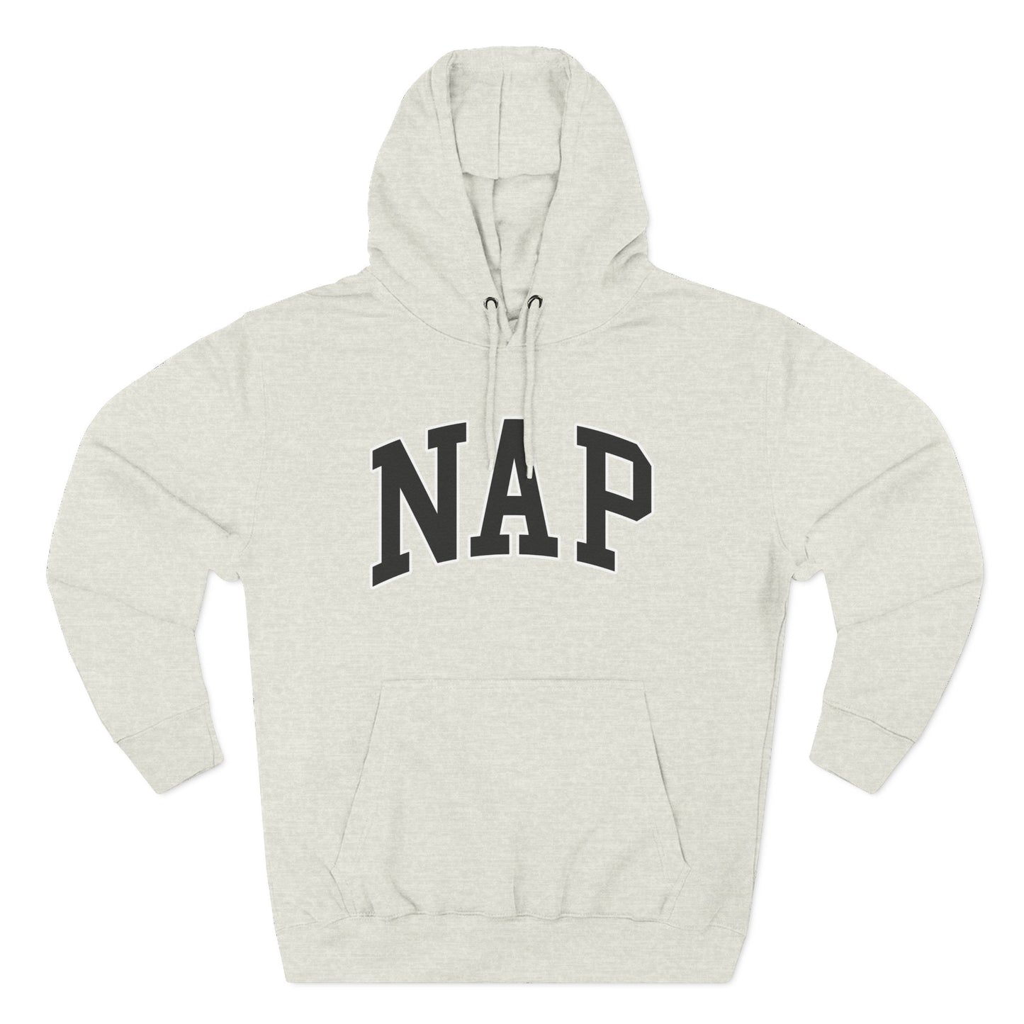 NAP Hoodie — Cozy Fleece Pullover with Collegiate Text