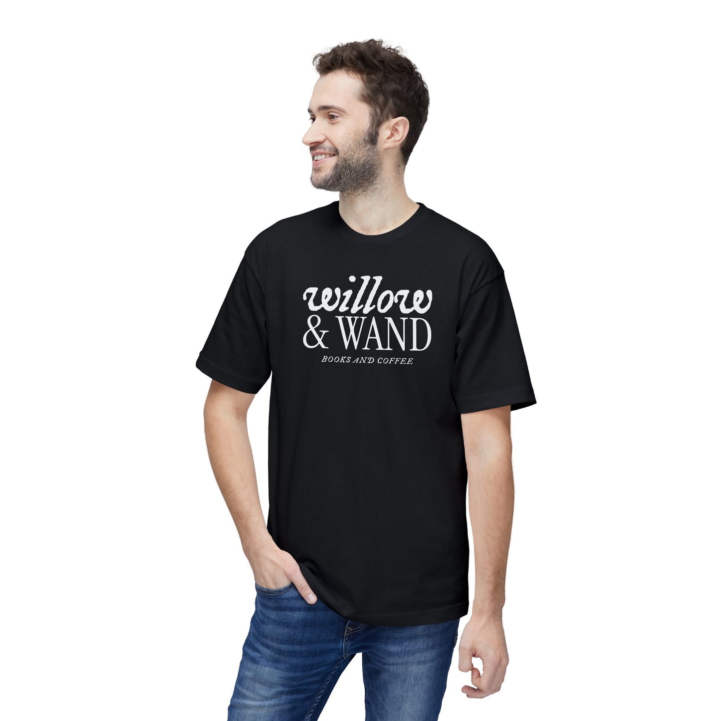 Midweight T‑Shirt — "Willow & Wand: Books and Coffee" Graphic Tee