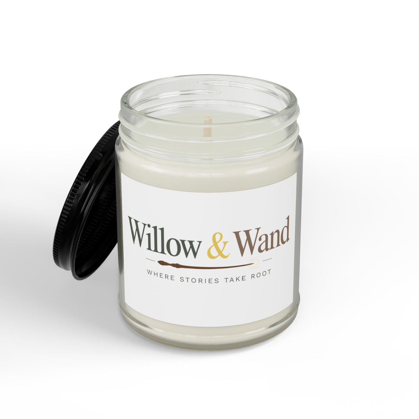 Willow & Wand Scented Soy Candle — Amber Jar with Black Lid (4oz & 9oz)