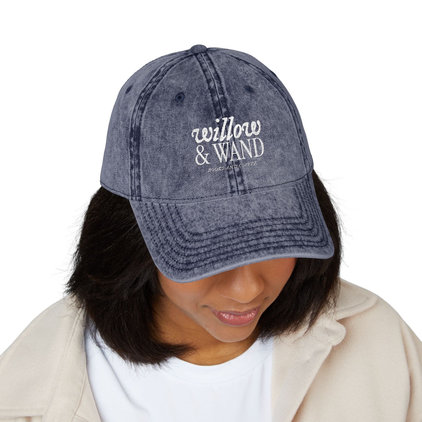 Embroidered Vintage Baseball Cap — "willow & WAND" Red Washed Hat