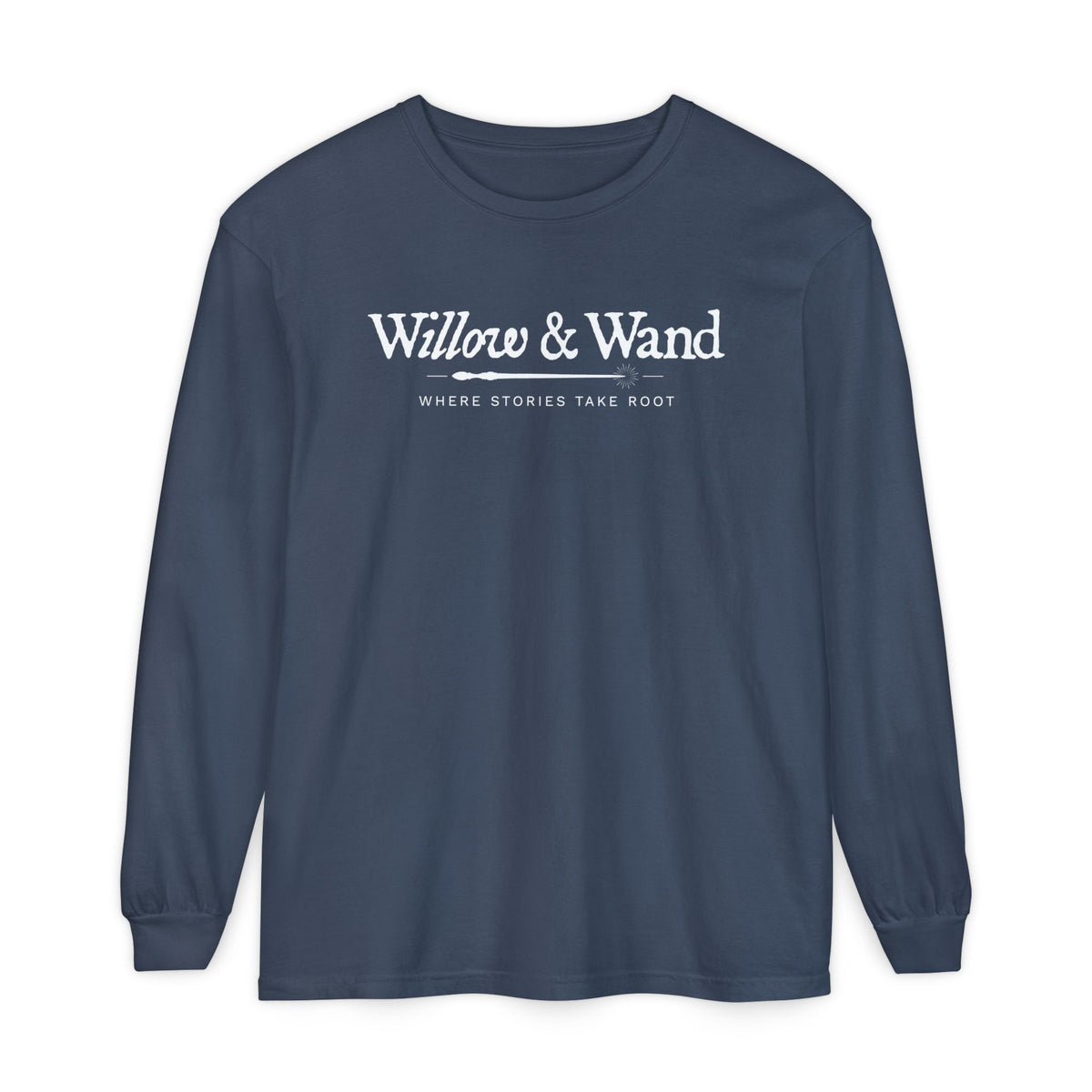 Willow & Wand Long Sleeve T-Shirt — "Where Stories Take Root" Literary Tee