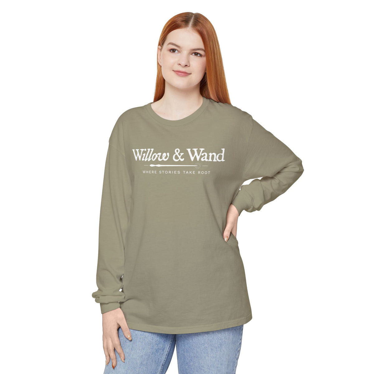 Willow & Wand Long Sleeve T-Shirt — "Where Stories Take Root" Literary Tee