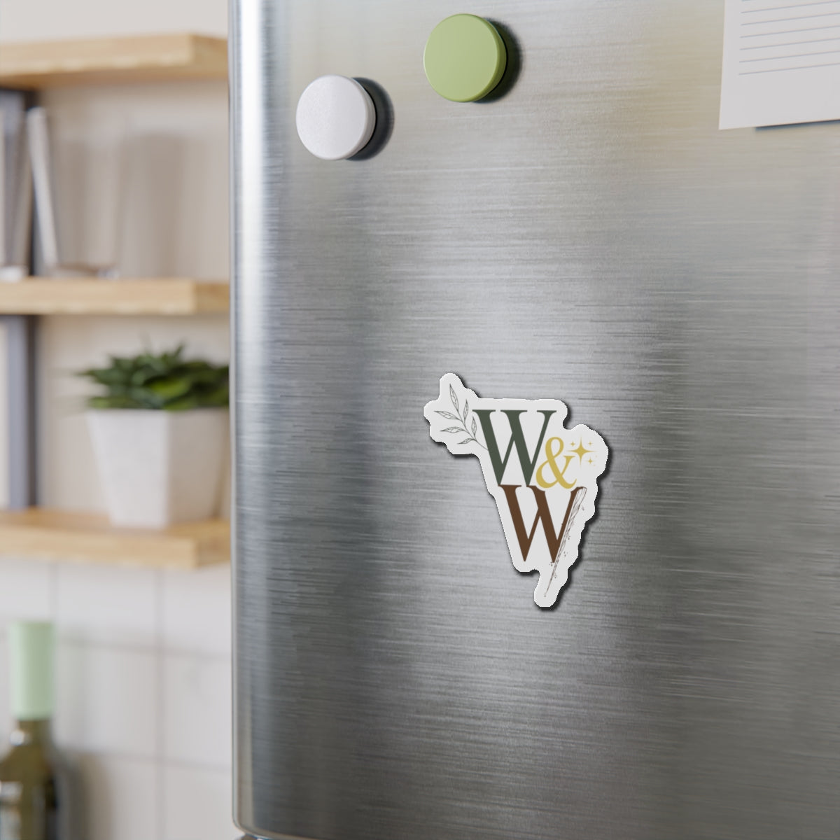 W & W Die-Cut Magnet — Botanical Initials Decorative Fridge Magnet