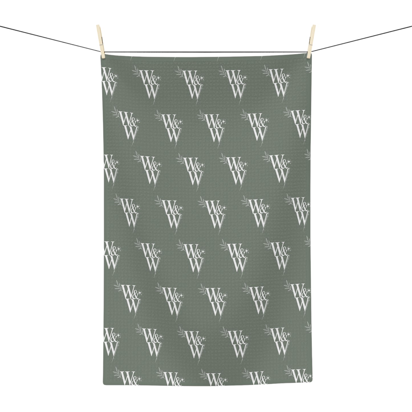 Monogrammed 'W' Repeat Microfiber Tea Towel