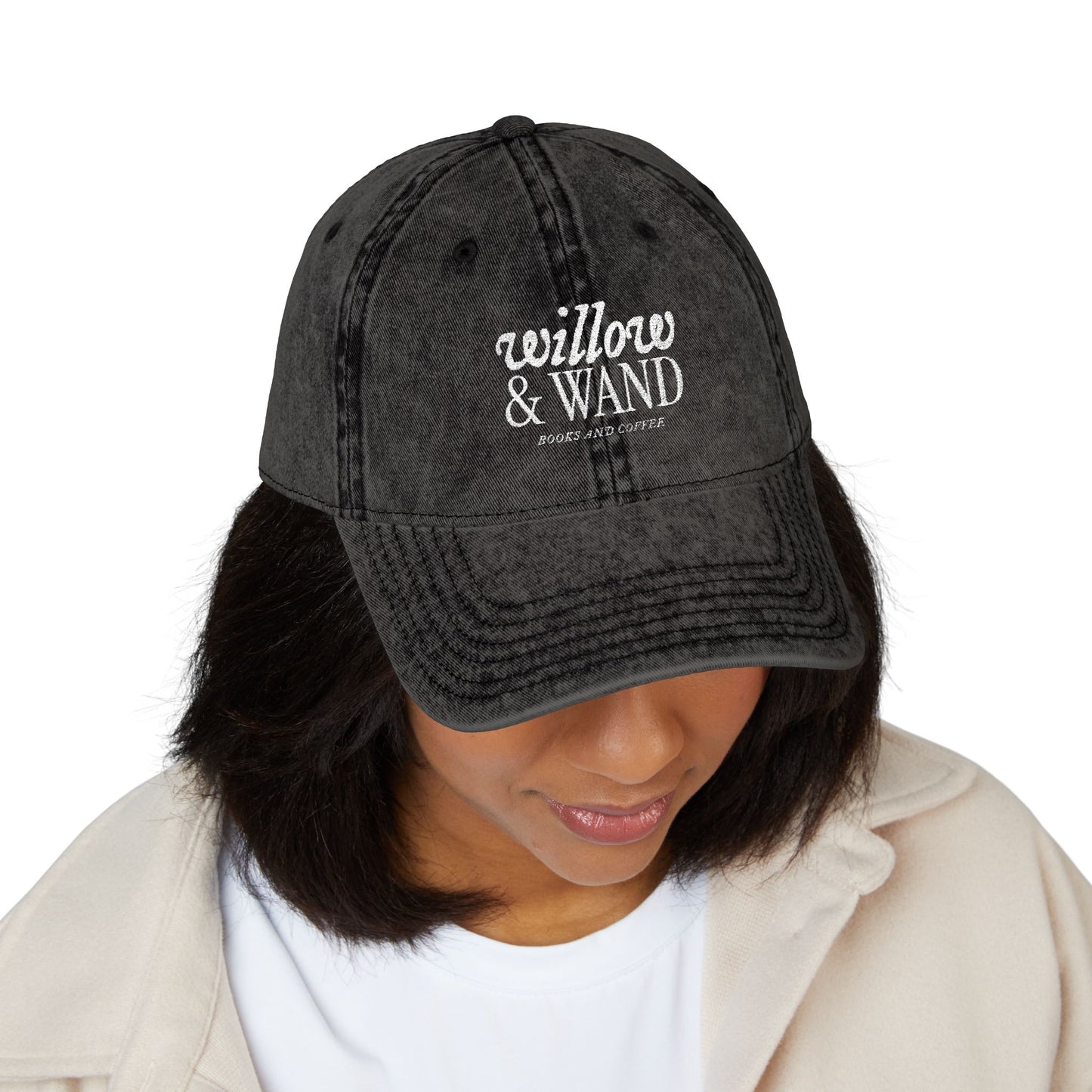 Embroidered Vintage Baseball Cap — "willow & WAND" Red Washed Hat